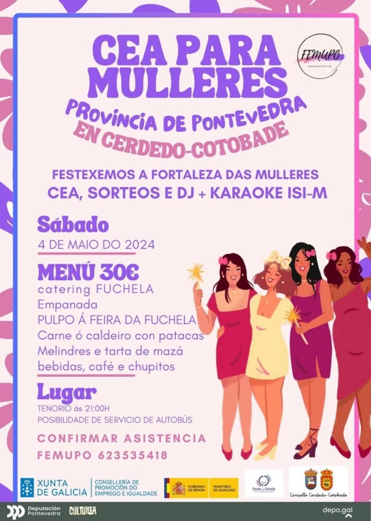 El cartel con el que se anunciaba la cena &quot;para mujeres&quot;