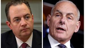 Combinación de fotos de Reince Priebus (izquierda) y John Kelly, en imágenes de finales de junio.