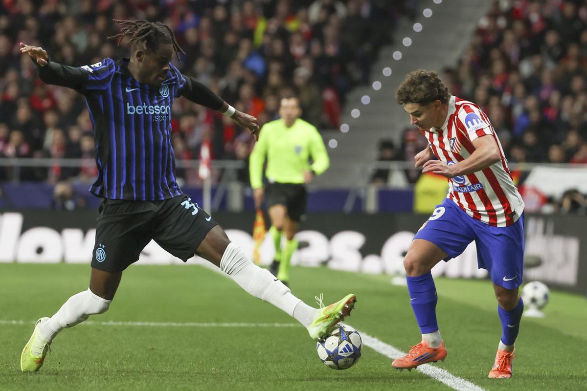 Julián Álvarez, en el partido de Liga de Campeones frente al Inter