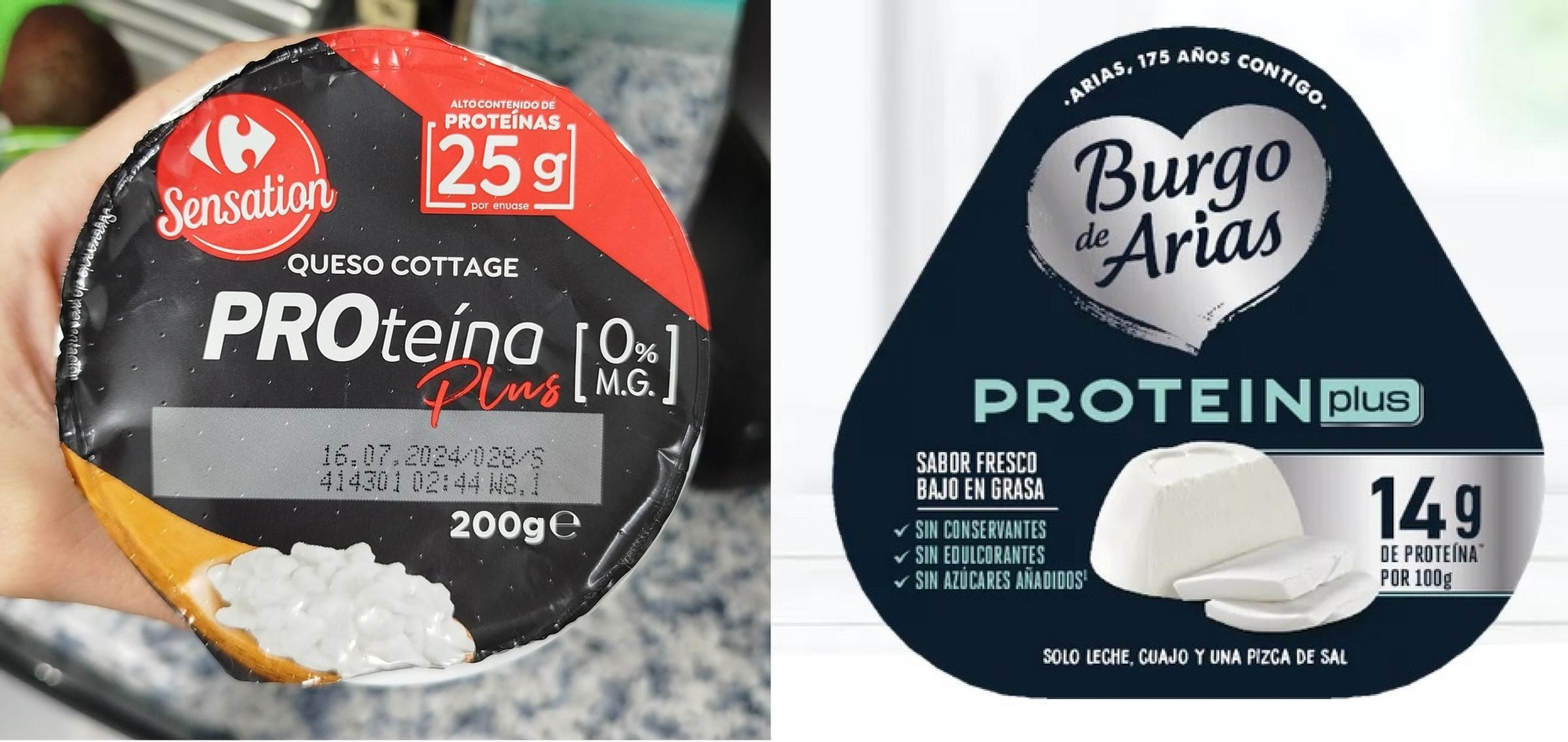 El queso cottage y el queso de burgos ahora llevan envases negros
