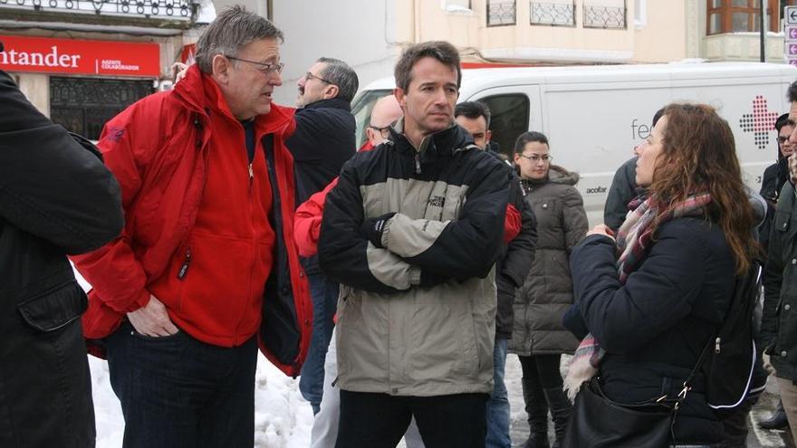 El presidente Puig visita Vilafranca para supervisar la limpieza de la nieve