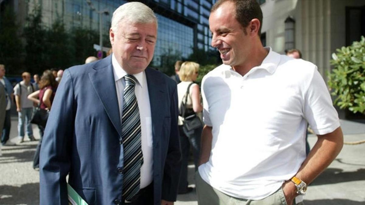 Ricardo Teixeira, expresidente de la CBF, y Sandro Rosell, expresidente del Barcelona.