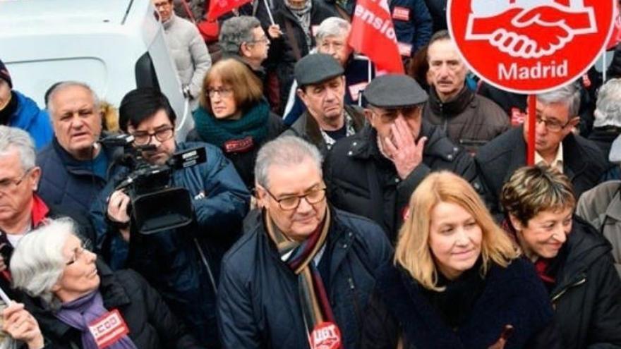 Manifestación de pensionistas en Madrid ayer.