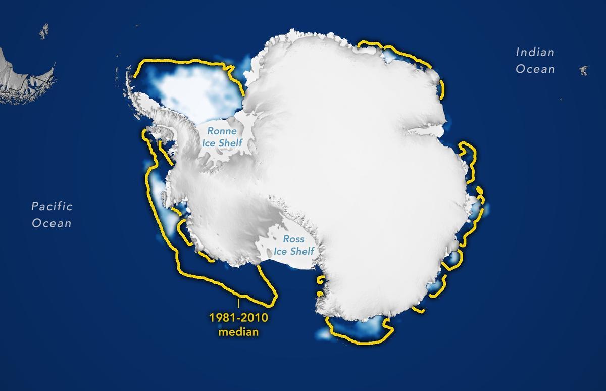 Reducción de hielo en la Antártida
