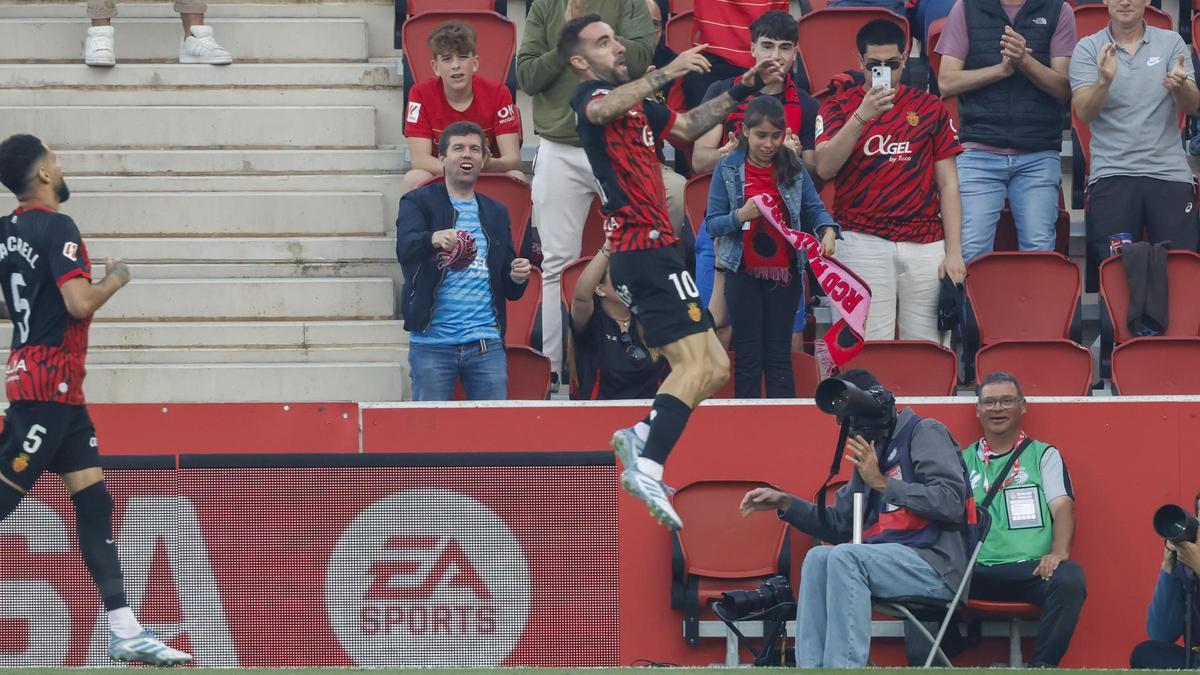 Darder celebra el seu gol davant el Valladolid.