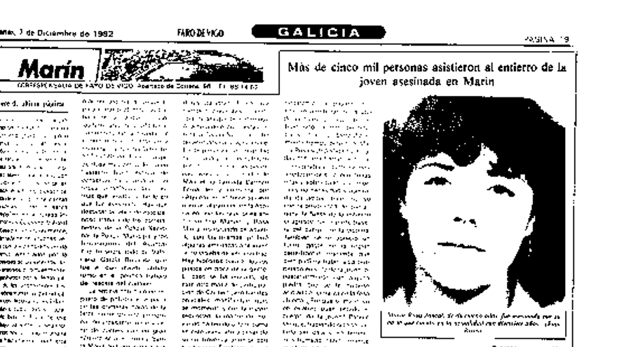 Noticia del 7 de diciembre de 1982, con el entierro de Rosa María Juncal.   | // FDV