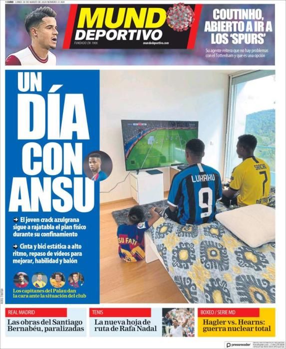 Portada MUNDO DEPORTIVO lunes 30 marzo 2020