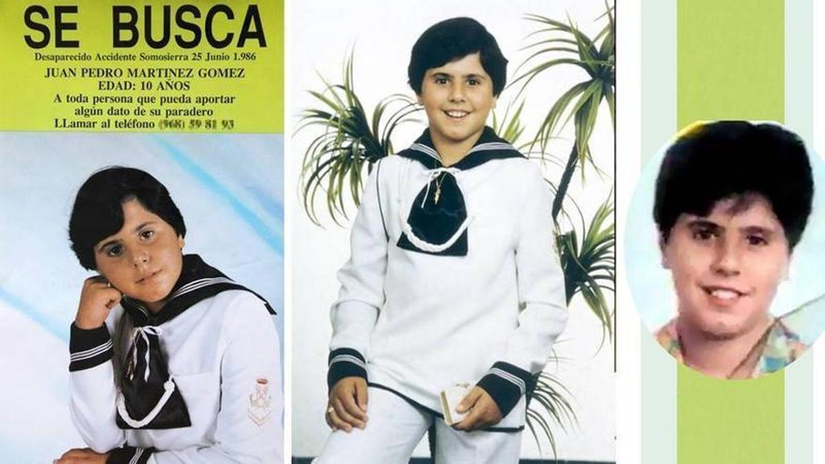Las tres fotos que se difundieron por la desaparición del niño de Somosierra. La de la derecha, "solo en carteles pequeños, de mano, no tenía mucha calidad".