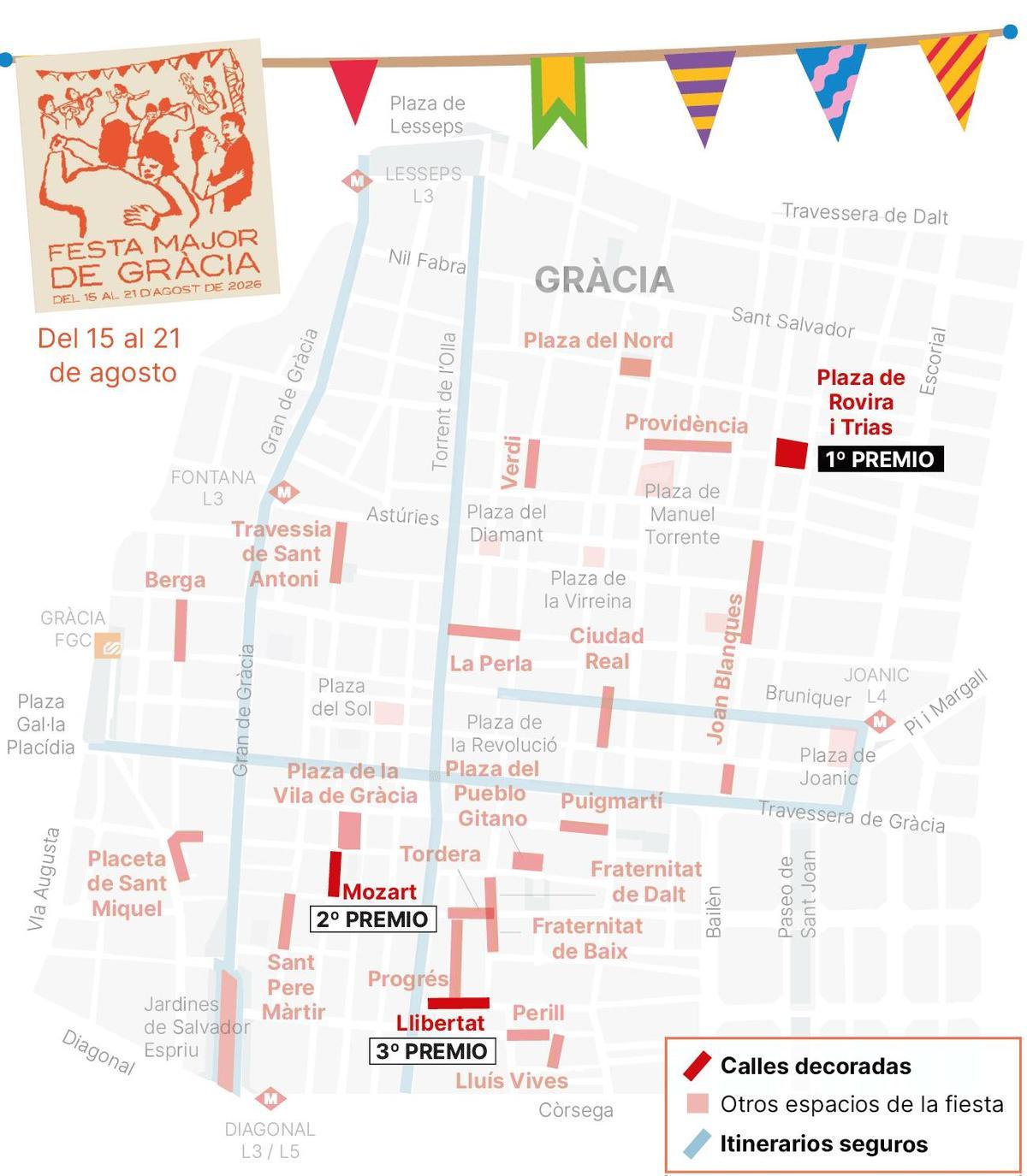 Fiestas de Gràcia 2026 - calles premiadas