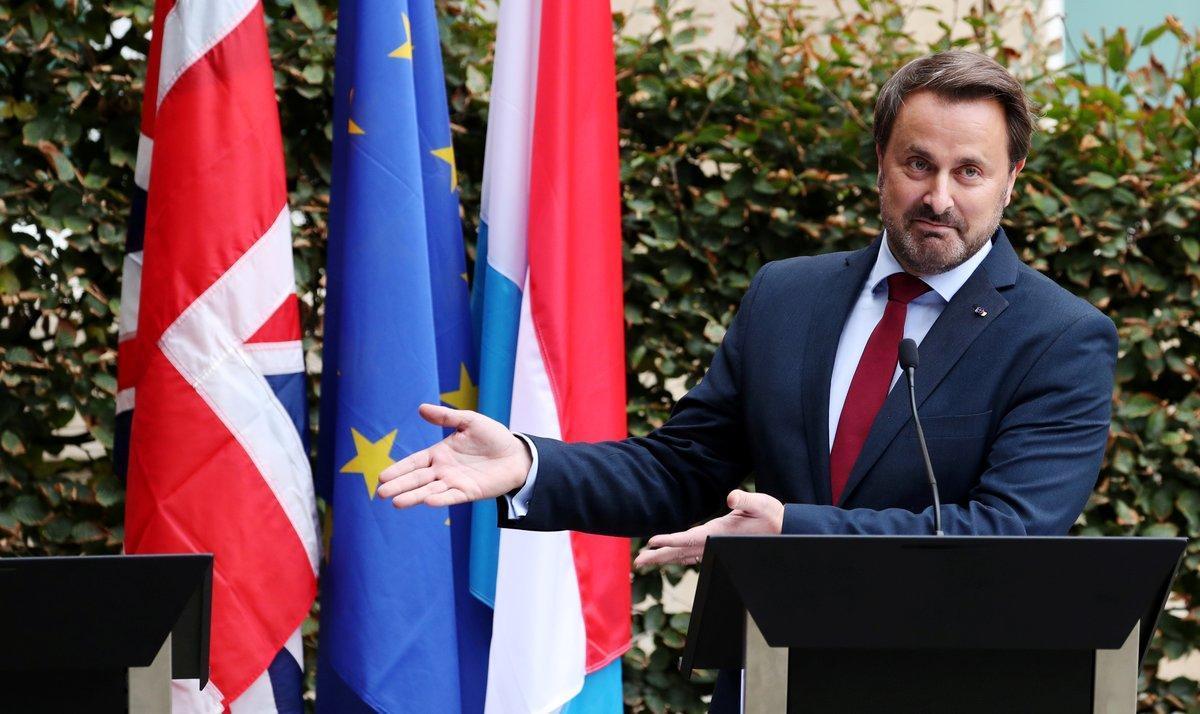 Luxembourg’s Prime Minister Xavier Bettel gestures at a news conference after his meeting with British Prime Minister Boris Johnson in Luxembourg, September 16, 2019. REUTERS/Yves Herman     TPX IMAGES OF THE DAY