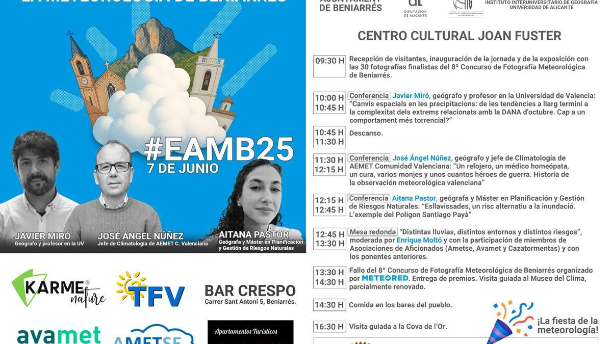 Cartel del IX Encuentro de Aficionados a la Meteorología en Beniarres que tiene lugar el sábado 7 de junio de 2025.