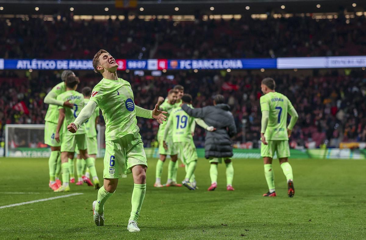 Gavi celebra con felicidad un triunfo que es media Liga