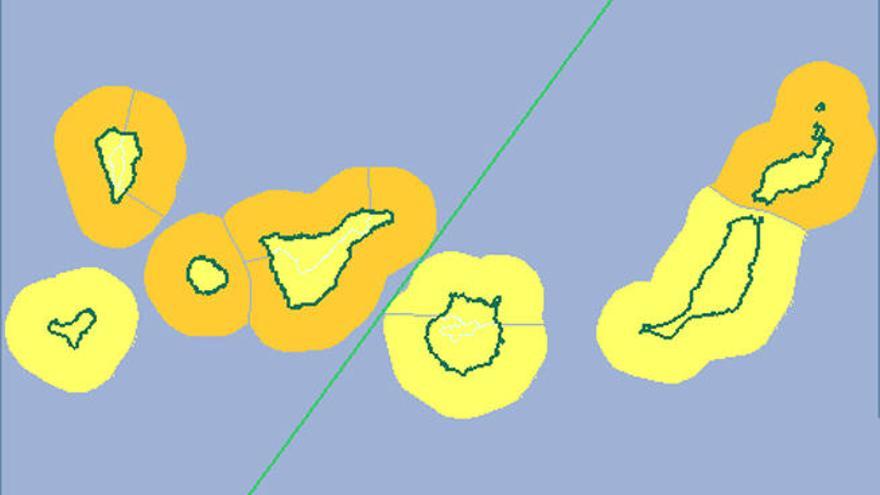 Avisos meteorológicos activos este miércoles en Canarias.