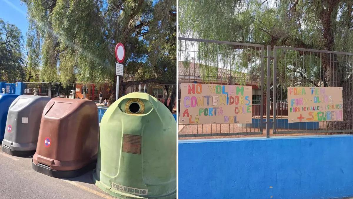 Los padres de los colegios Lope de Vega y Jaume I han reclamado reiteradamente la retirada de los contenedores.
