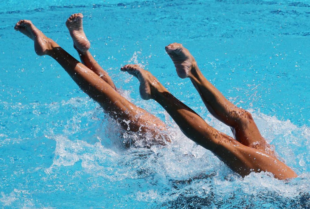 Las mejores imágenes de la natación sincronizada de este lunes 15 de agosto