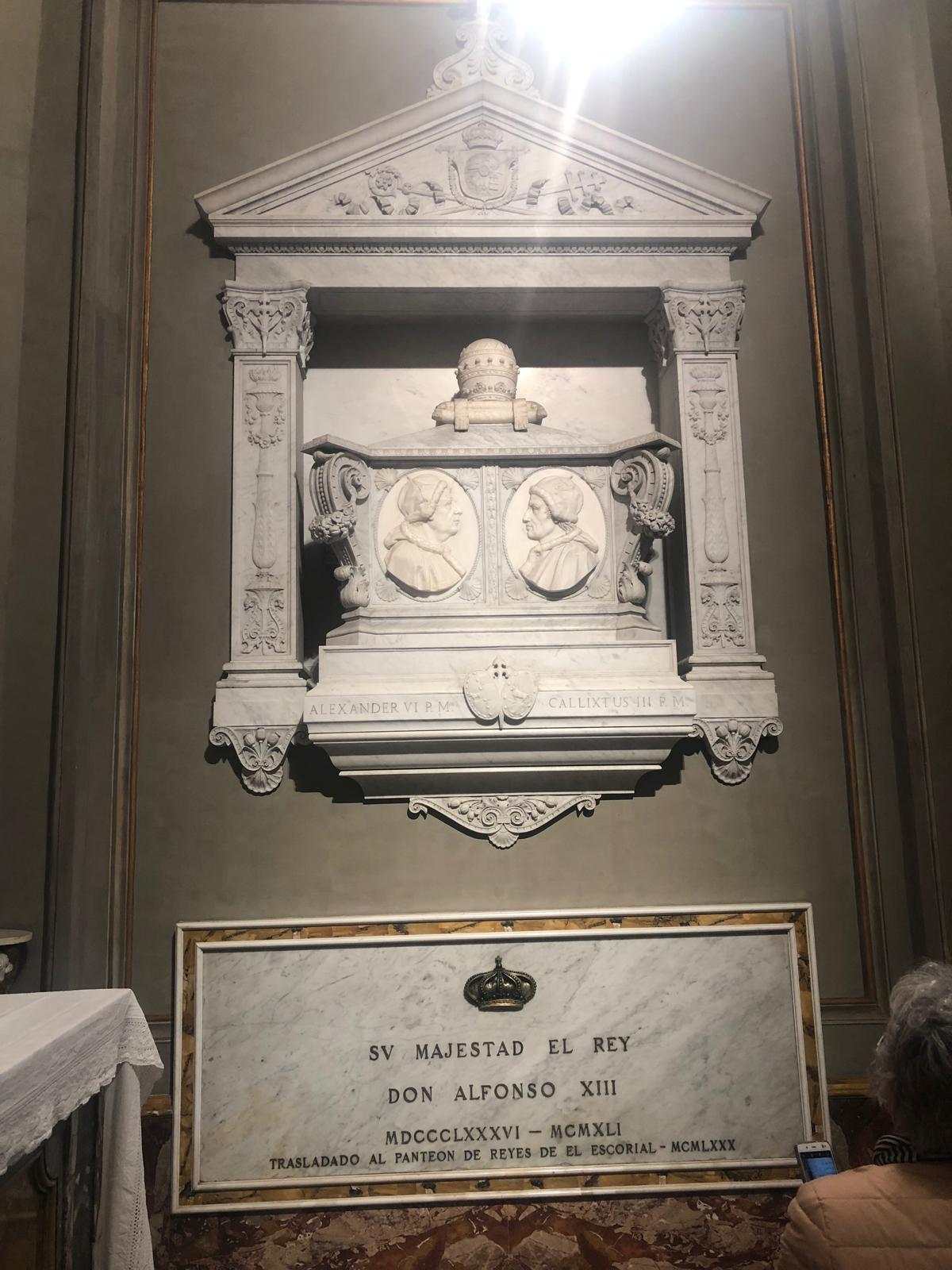 Tumba de los papas valencianos en la iglesia de Montserrat, en Roma.