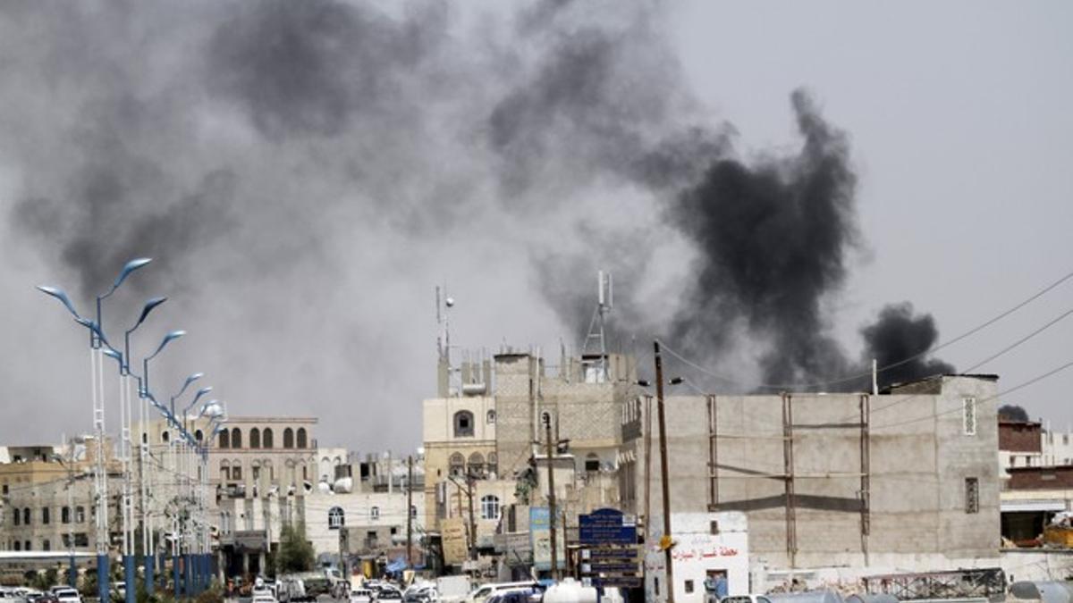 Smoke rises from the site of a Saudi-led air strike in Yemen's capital Sanaa