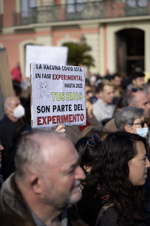 Concentración sin mascarilla en Murcia contra las restricciones covid