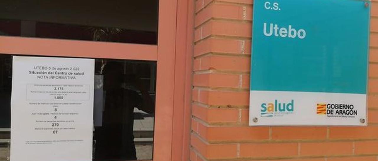 Entrada al centro de salud de Utebo, en una imagen reciente.