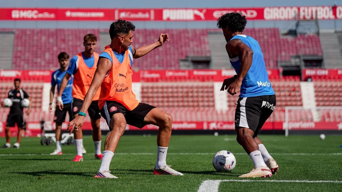 Imagen del último entrenamiento sobre el césped de Montilivi.