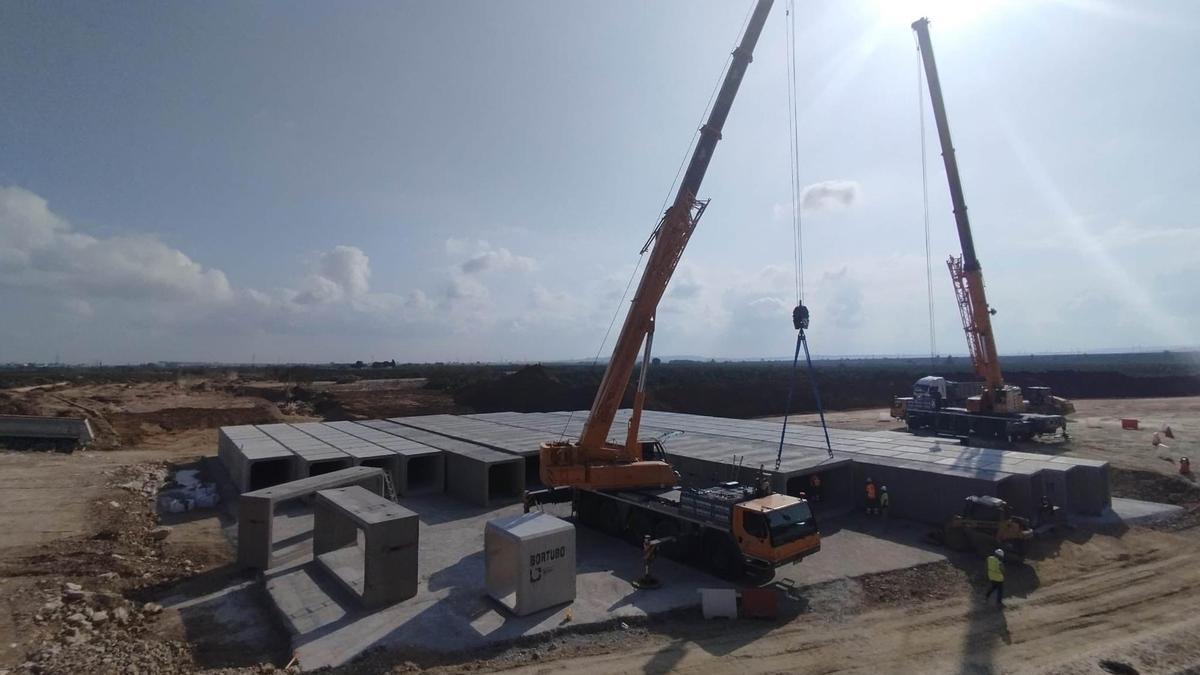 Obras del baipás provisional de la A7.