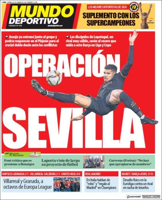 Portada MUNDO DEPORTIVO viernes 26 febrero 2021