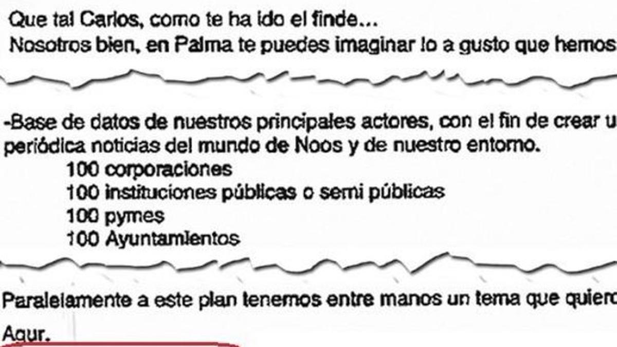 Fragmento del correo de Urdangarin a García Revenga con la firma &quot;em...Palma...do&quot;.