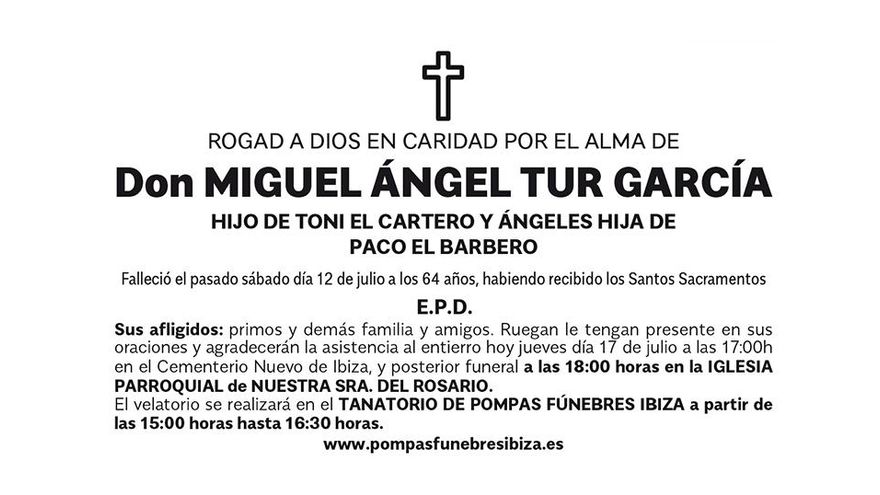 Esquela Miguel Ángel Tur García