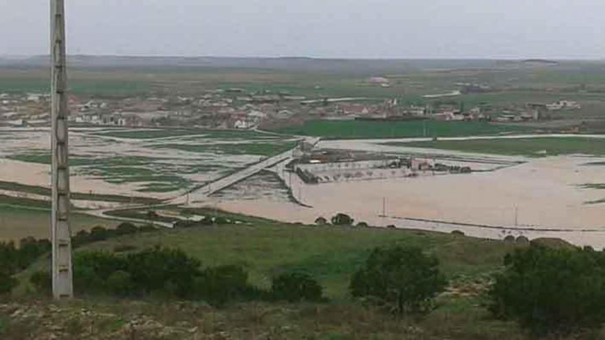Zona de cultivo completamente anegadas por el agua en Torres del Carrizal.