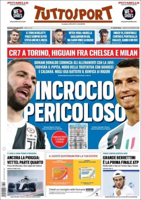 Portada TUTTOSPORT domingo 29 de julio de 2018