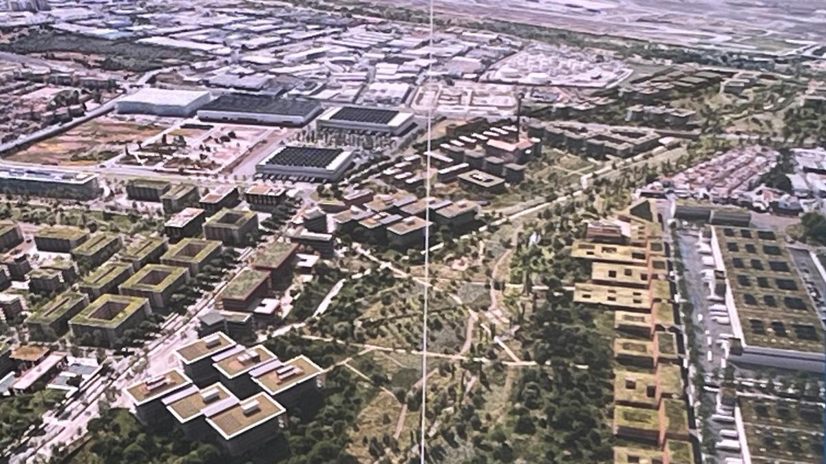 Proyección de los terrenos de Buenavista, sin recinto circular y el arroyo en el centro.