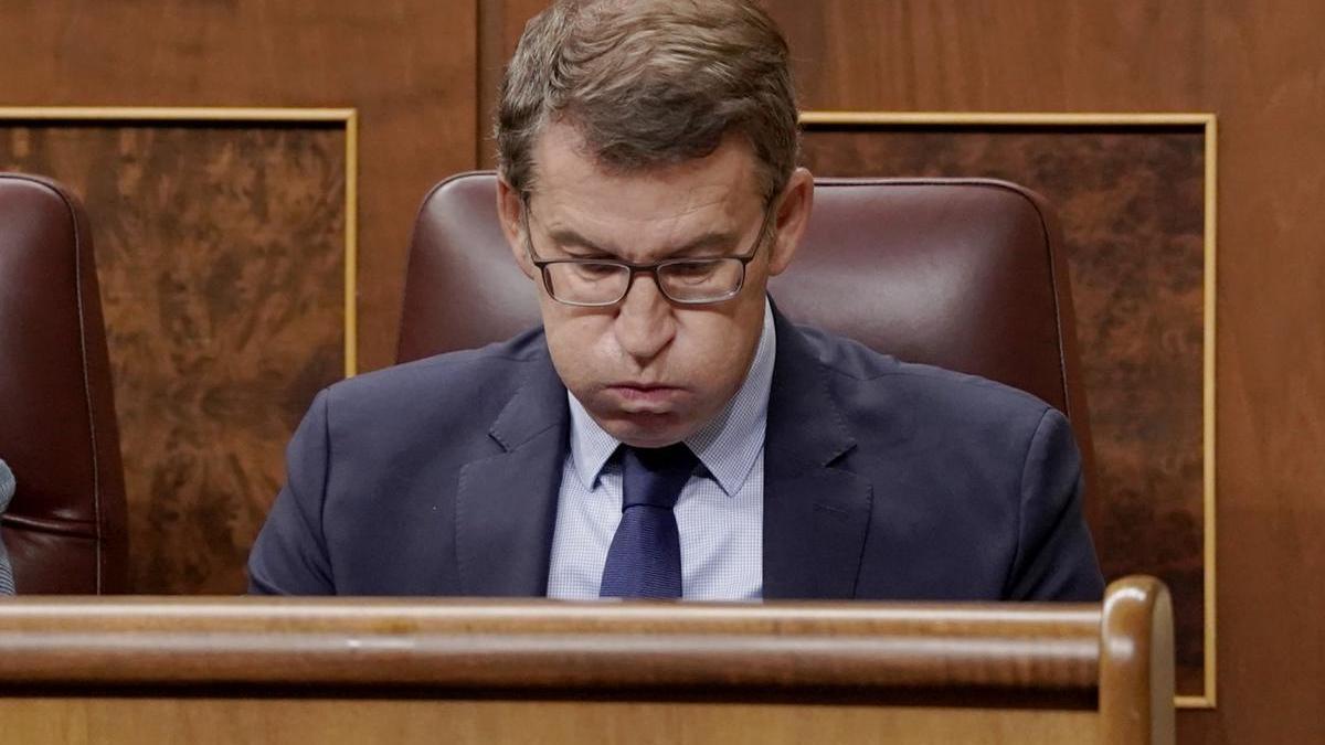 Alberto Núñez Feijóo, este miércoles, en el Congreso de los Diputados.