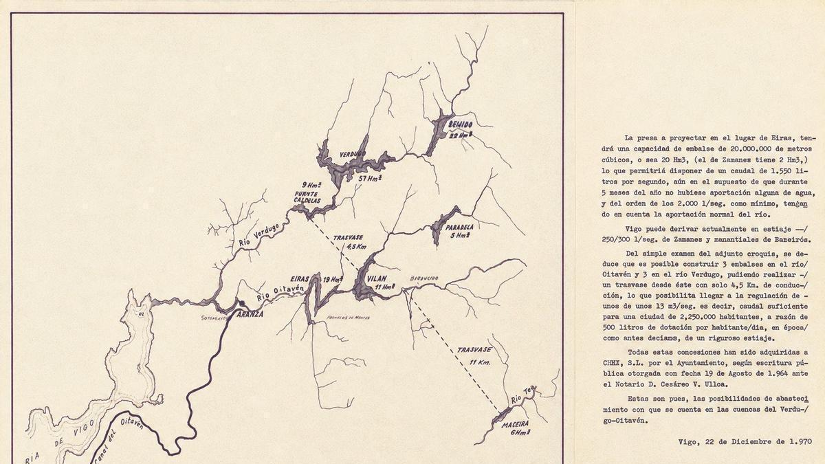 Documento con el plan hidrológico para el área de Vigo encontrado en una casa