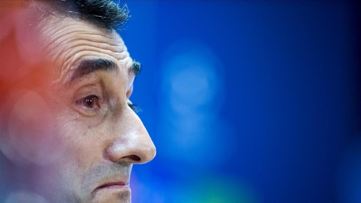 Valverde, en una rueda de prensa en la ciudad deportiva del Barça en Sant Joan Despí.