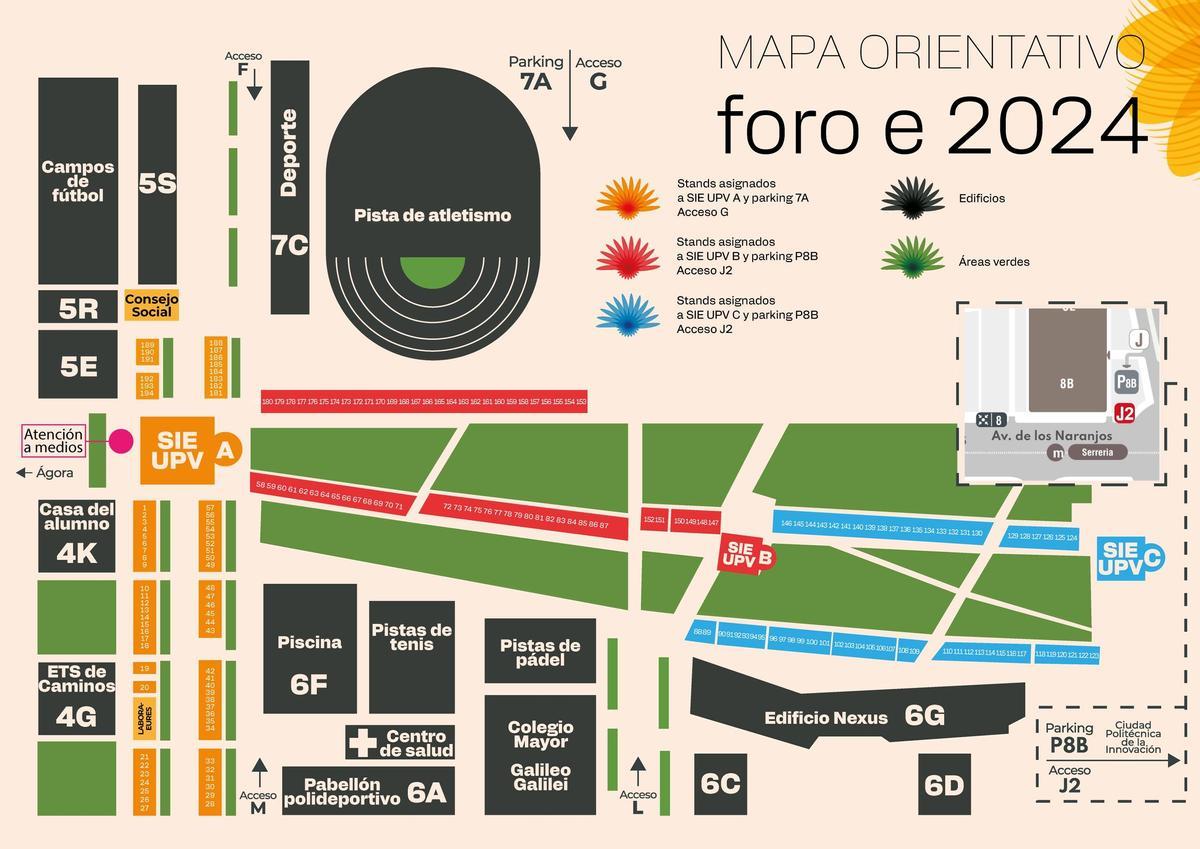 Mapa orientativo para el Foro de Empleo y Formación Permanente de la UPV 2024.