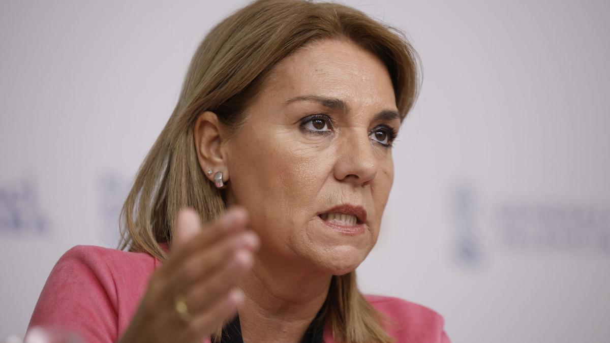 La vicepresidenta primera y portavoz del Consell, Susana Camarero, durante la rueda de prensa en la que ha informado de los asuntos tratados en el Pleno del Consell.