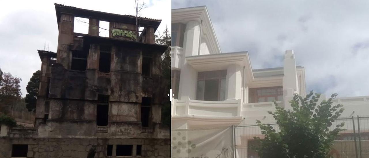 El antes y el después del sanatorio de O Paraxón, en Oza-Cesuras.