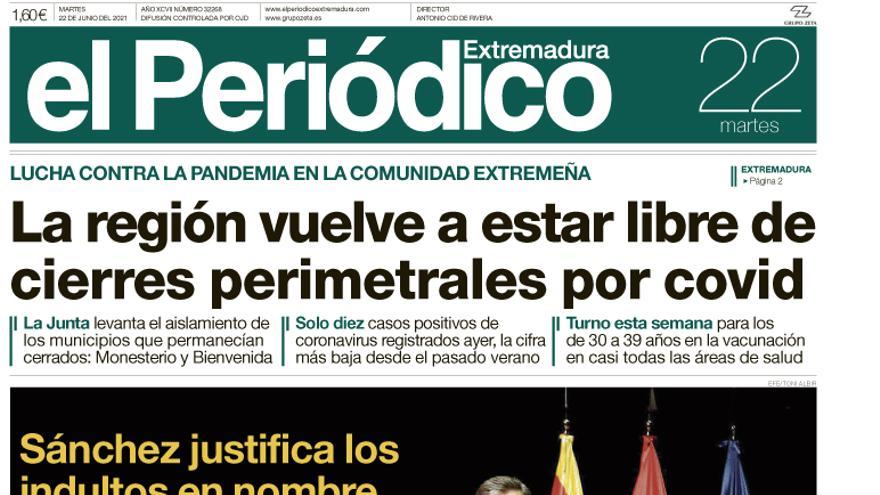 Consulta la portada correspondiente al día 22 de junio del 2021