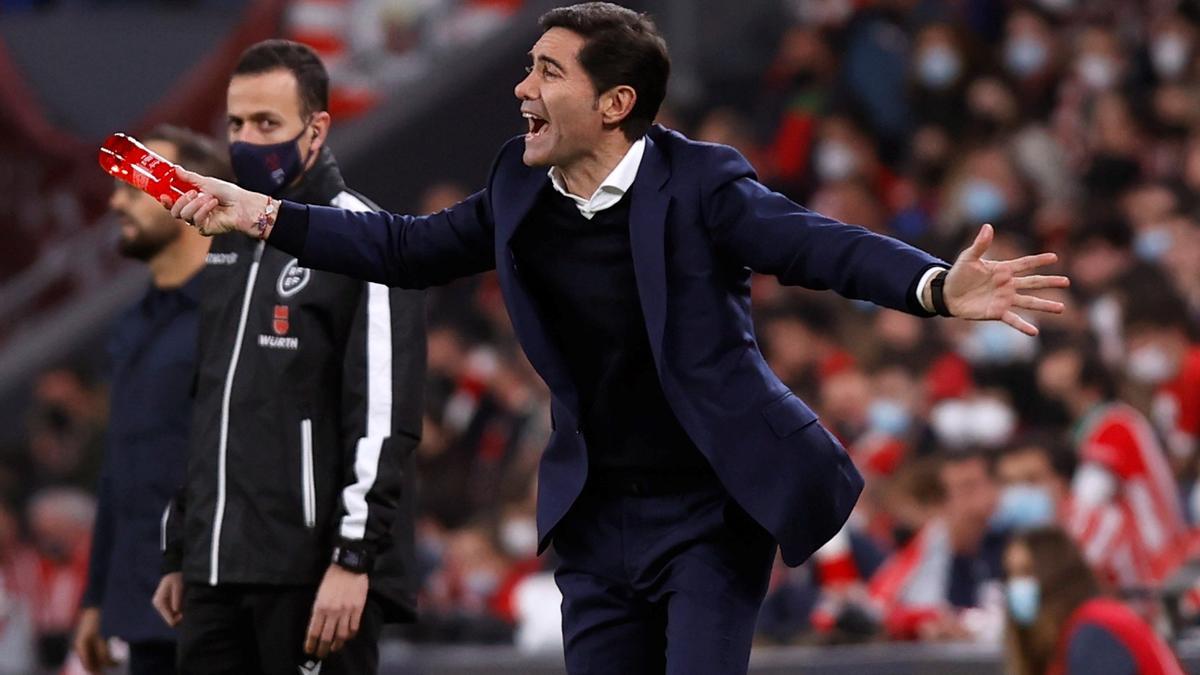 Marcelino, durante el partido