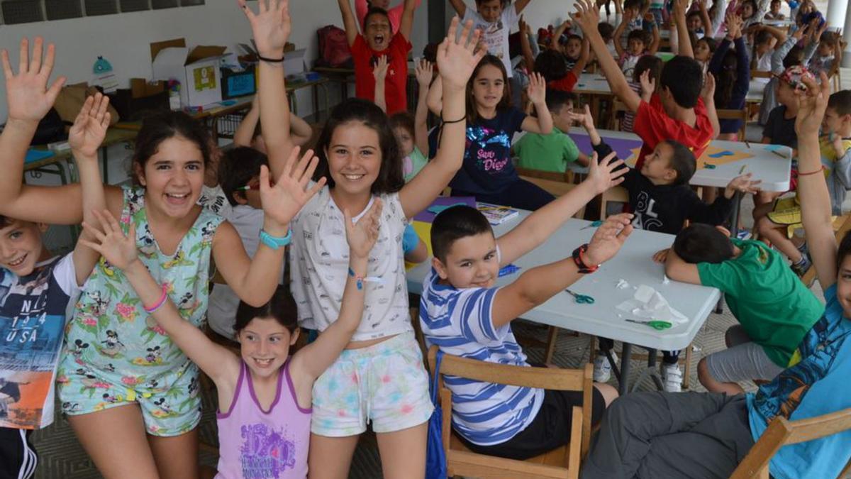 Niños en el campamento urbano celebrado en Tomiño.