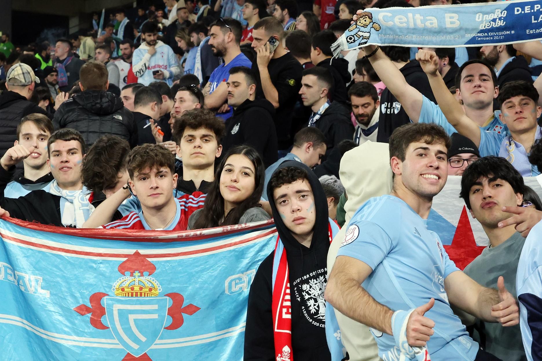 Los seguidores celestes, en el derbi frente al Dépor.