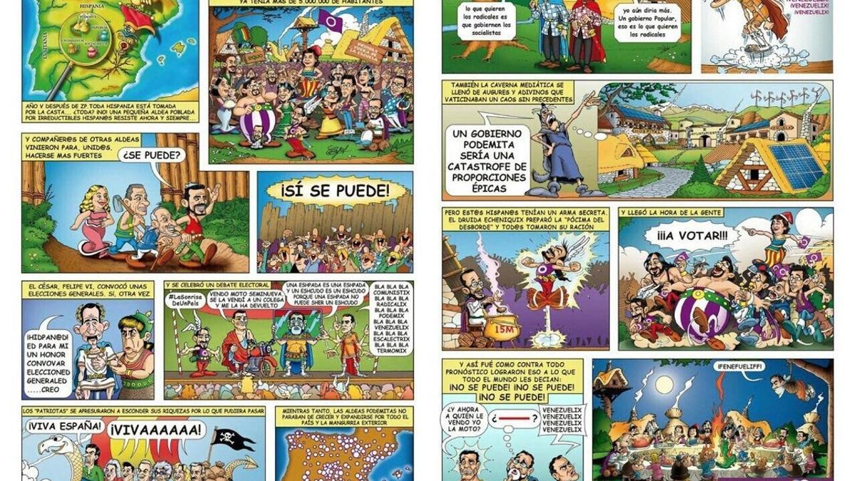 Cómic de Podemos inspirado en Astérix y Obélix.