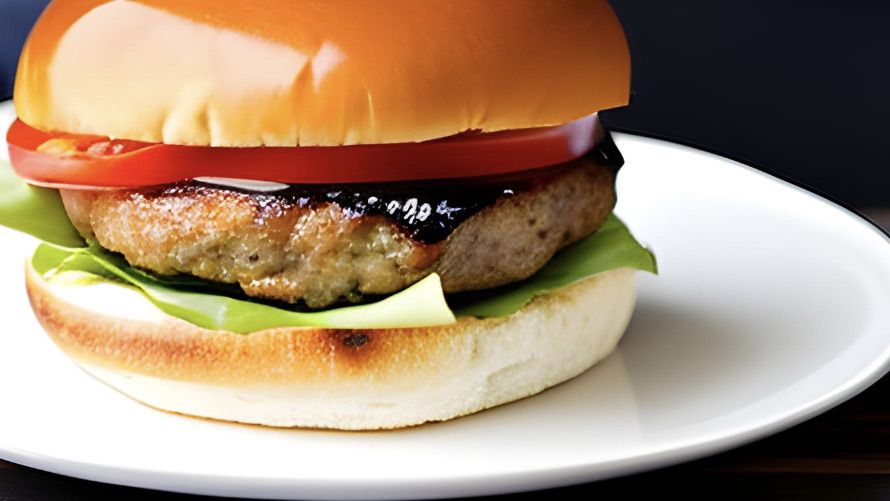 Hamburguesa gourmet generada por inteligencia artificial.