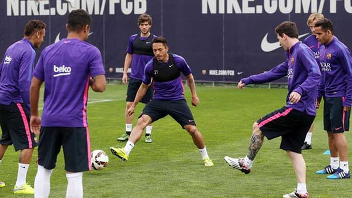 Una sesión de entrenamiento de la primera plantilla del Barça