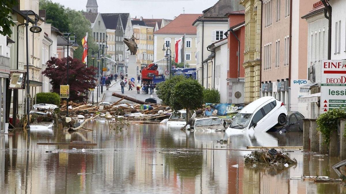 Una ciudad alemana totalmente inundada tras una tormenta extrema.