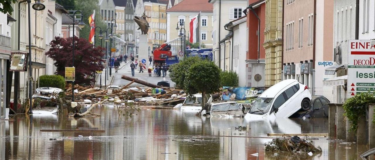 Una ciudad alemana totalmente inundada tras una tormenta extrema.