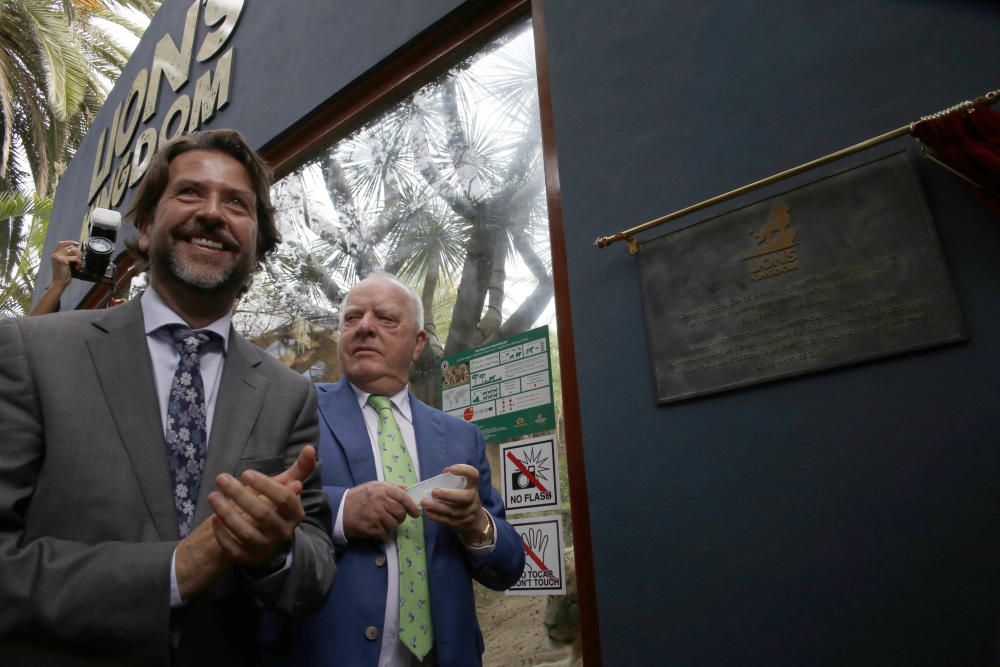 Delia Padrón Inauguración del Lion's Kingdom, la exhibición de los leones africanos, en Loro Parque