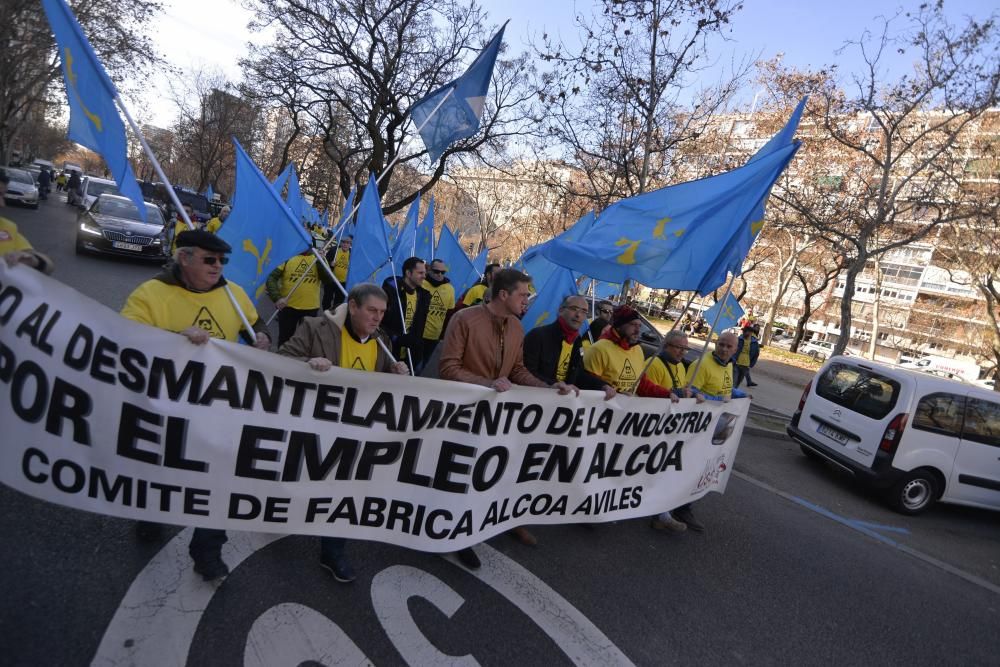 Manifestación de trabajadores de Alcoa en Madrid