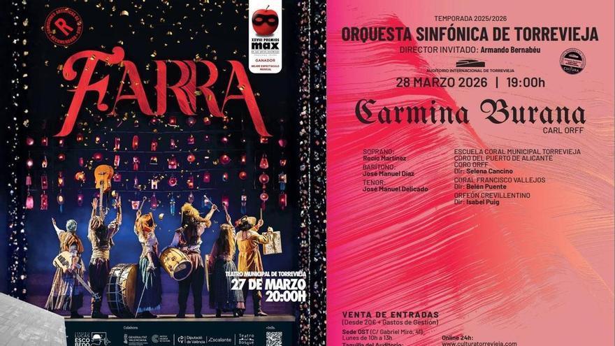 Farra y Carmina Burana protagonizan la programación cultural del fin de semana en Torrevieja