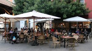 Una terraza de un bar de Granollers llena, este 24 de agosto